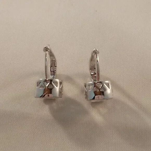 18K White Gold Filled Simple White Diamond Zircon Hoop Earrings Gorgeous Gift - Picture 7 of 8